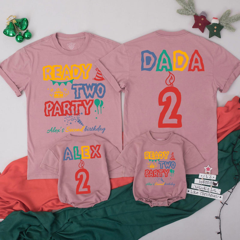 Ready Two Party Matching Family Birthday Shirts Personalized Toddler Outfit Second BDay Mom Dad Boy Girl Celebration Custom Name Design
