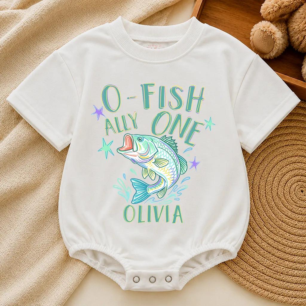 Reel Cool Family Fishing Shirts and O-Fish-Ally One Birthday Romper with Custom Name, Matching 1st Birthday Outfit for Boys or Girls