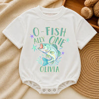 Reel Cool Family Fishing Shirts and O-Fish-Ally One Birthday Romper with Custom Name, Matching 1st Birthday Outfit for Boys or Girls