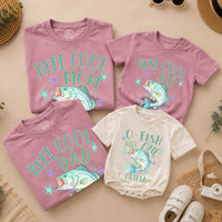 Reel Cool Family Fishing Shirts and O-Fish-Ally One Birthday Romper with Custom Name, Matching 1st Birthday Outfit for Boys or Girls