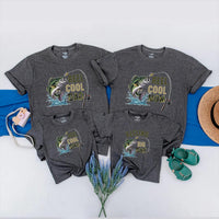 Reel Cool Family Matching Fishing Shirts Custom Names Outdoor Birthday Tees Playful Design Largemouth Bass Graphic Gift for Baby Fishermen