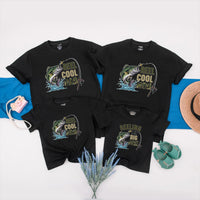 Reel Cool Family Matching Fishing Shirts Custom Names Outdoor Birthday Tees Playful Design Largemouth Bass Graphic Gift for Baby Fishermen