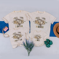 Reeling In The Big One Matching Family Shirts Reel Cool Camo Fishing Outfit Personalized 1st Birthday Toddler Baby Gift Cotton Tees