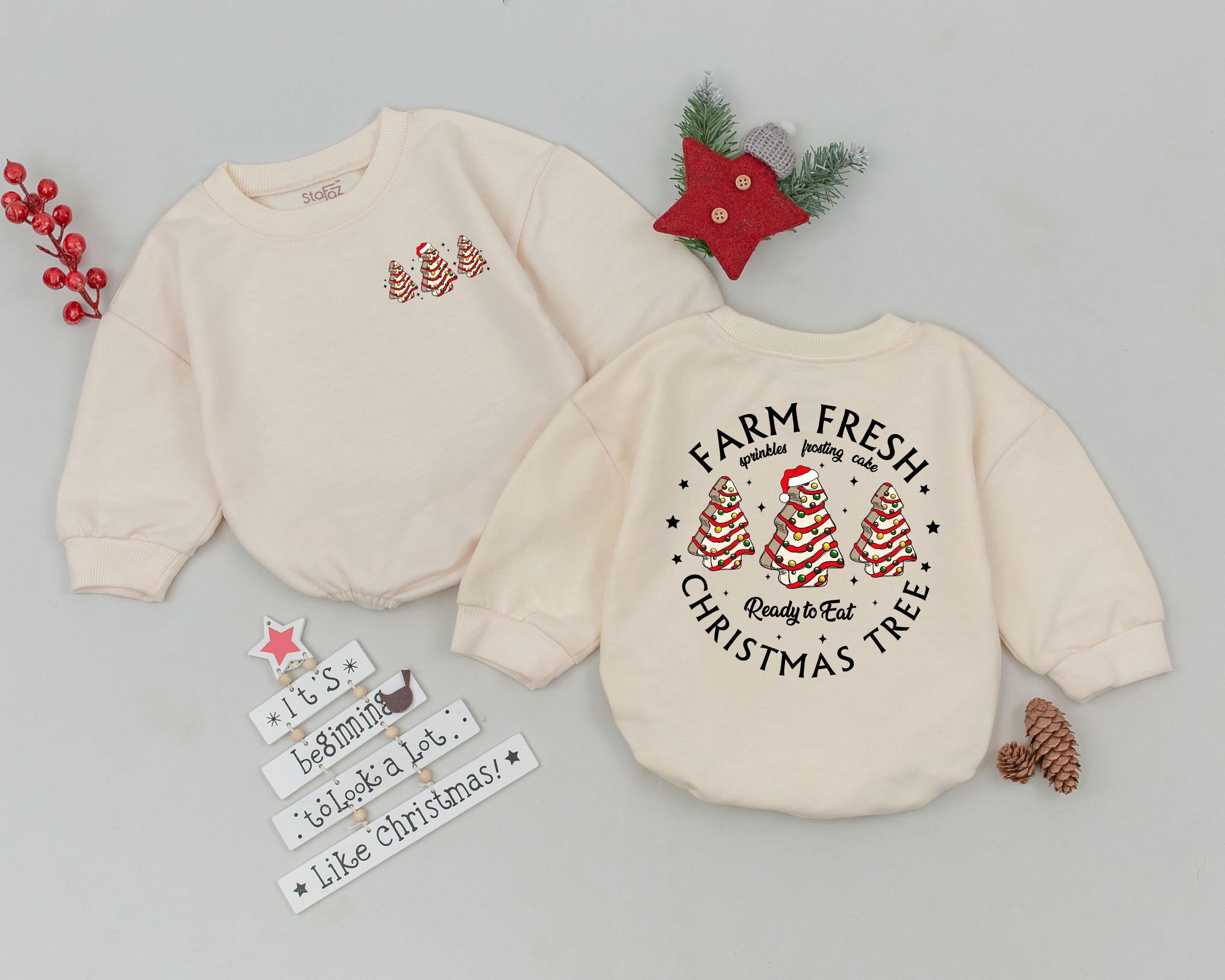 Retro Christmas Tree Romper Baby Clothes with Vintage Santa for Newborn Holiday Outfit First Christmas Gift Soft Cotton Bubble Romper