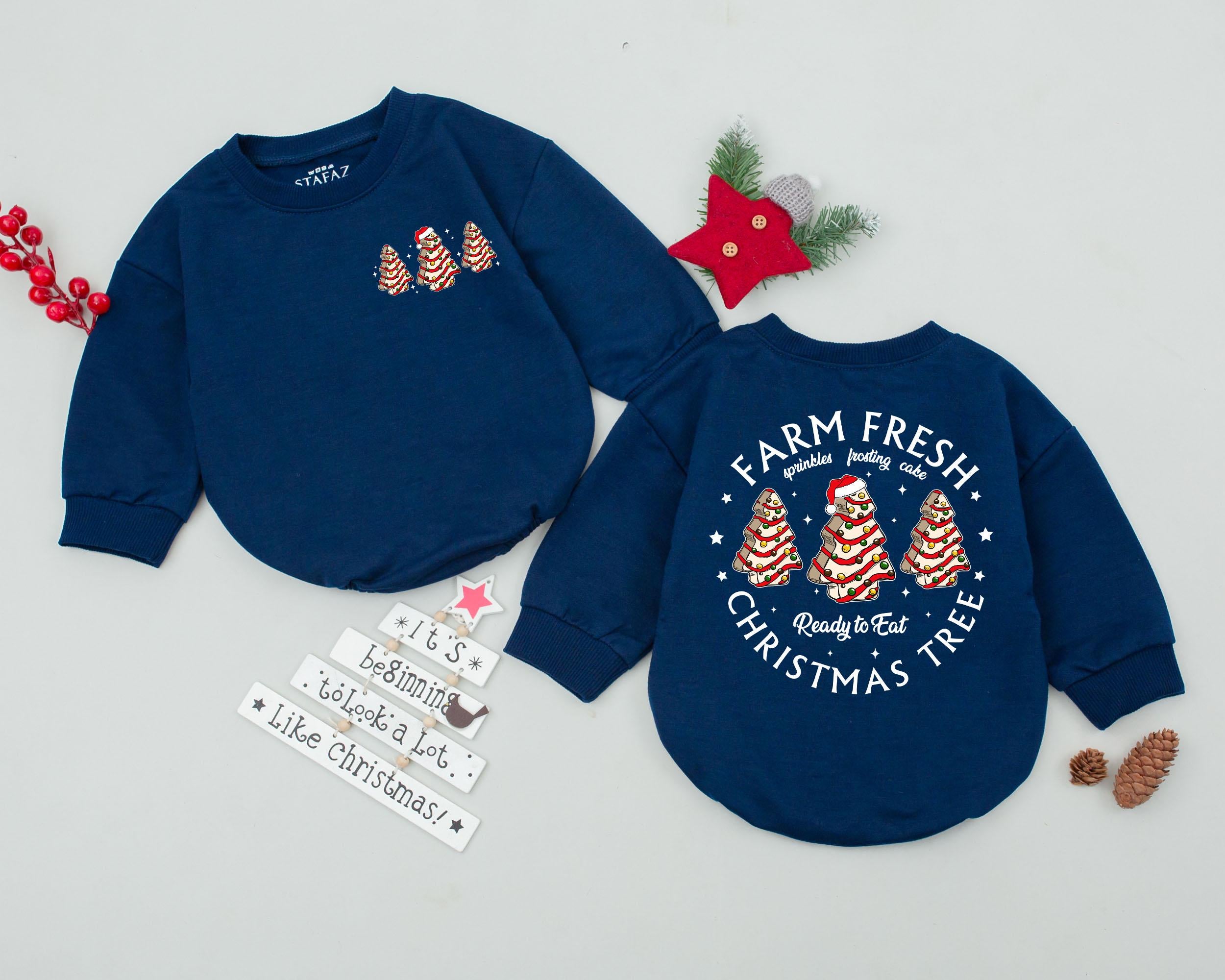 Retro Christmas Tree Romper Baby Clothes with Vintage Santa for Newborn Holiday Outfit First Christmas Gift Soft Cotton Bubble Romper