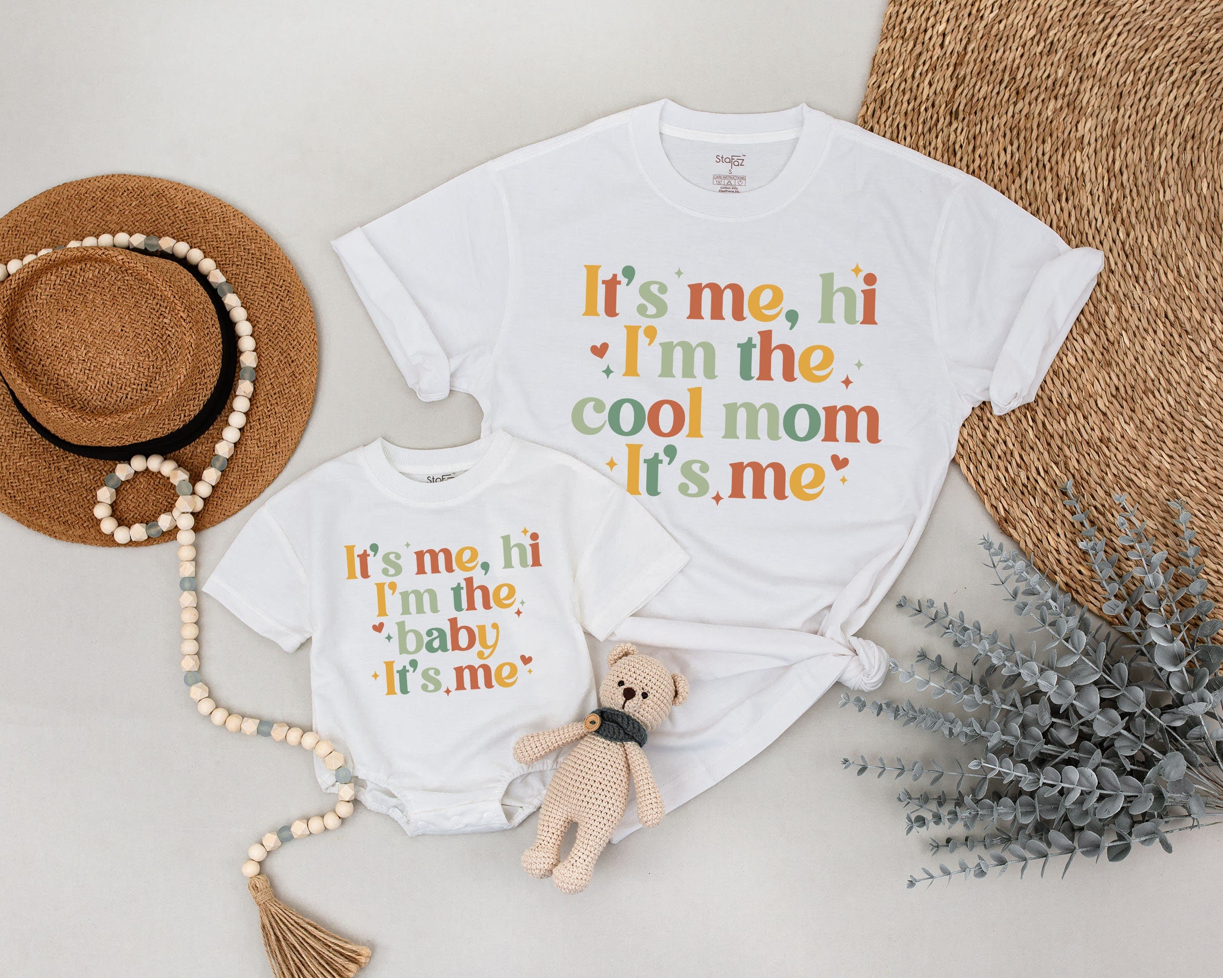 Retro Cool Mom and Baby Matching Shirts Personalized Family Outfit Vintage Style Cotton Gift for Birthday or Holiday Celebration