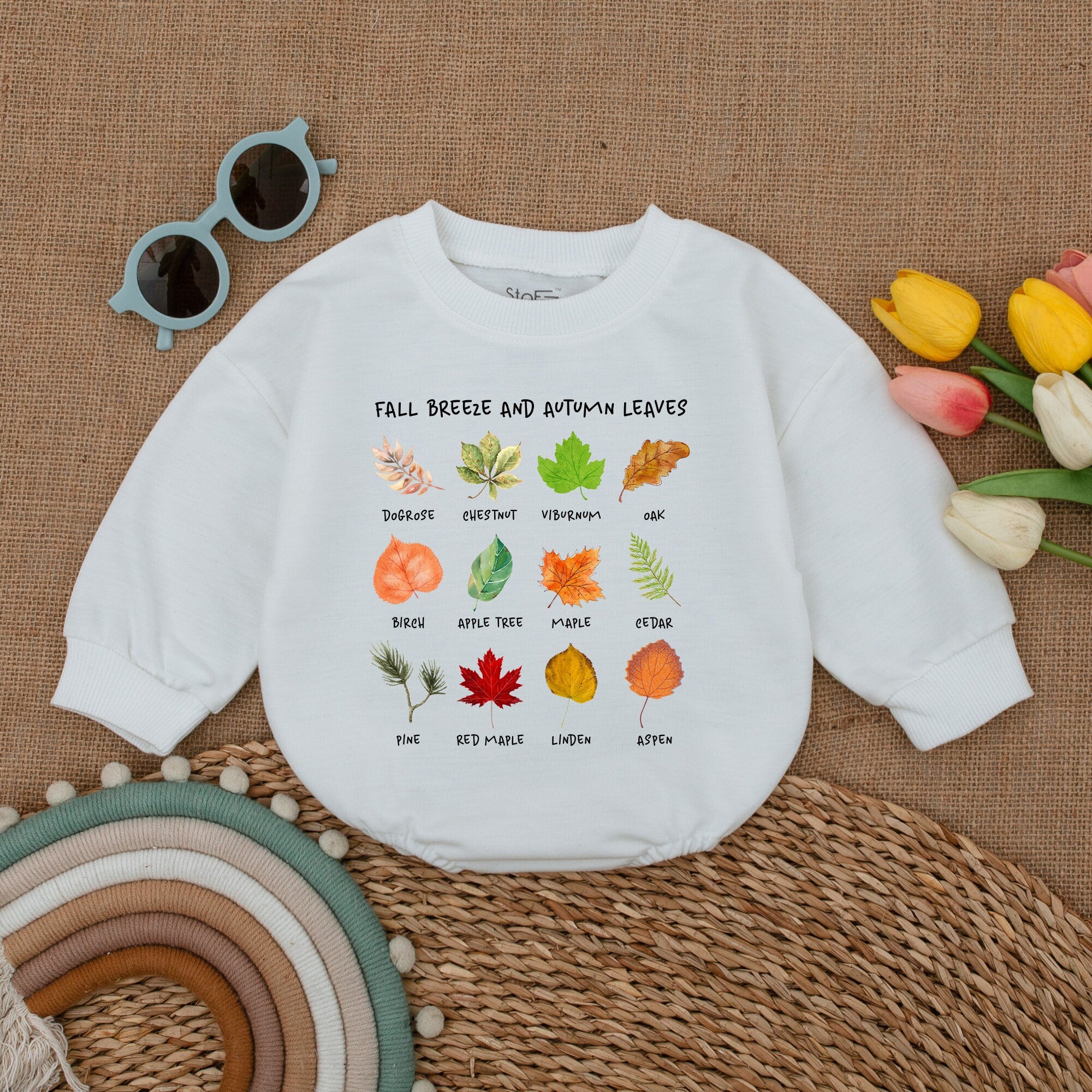 Retro Fall Leaves Baby Romper Thanksgiving Bodysuit Soft Cotton Autumn Outfit Infant Shower Gift Warm Earthy Colors