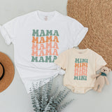 Retro Family Matching T-Shirts Vintage Design Mama Dada Mini Soft Cotton Gift for New Parents Baby Announcement Outfit