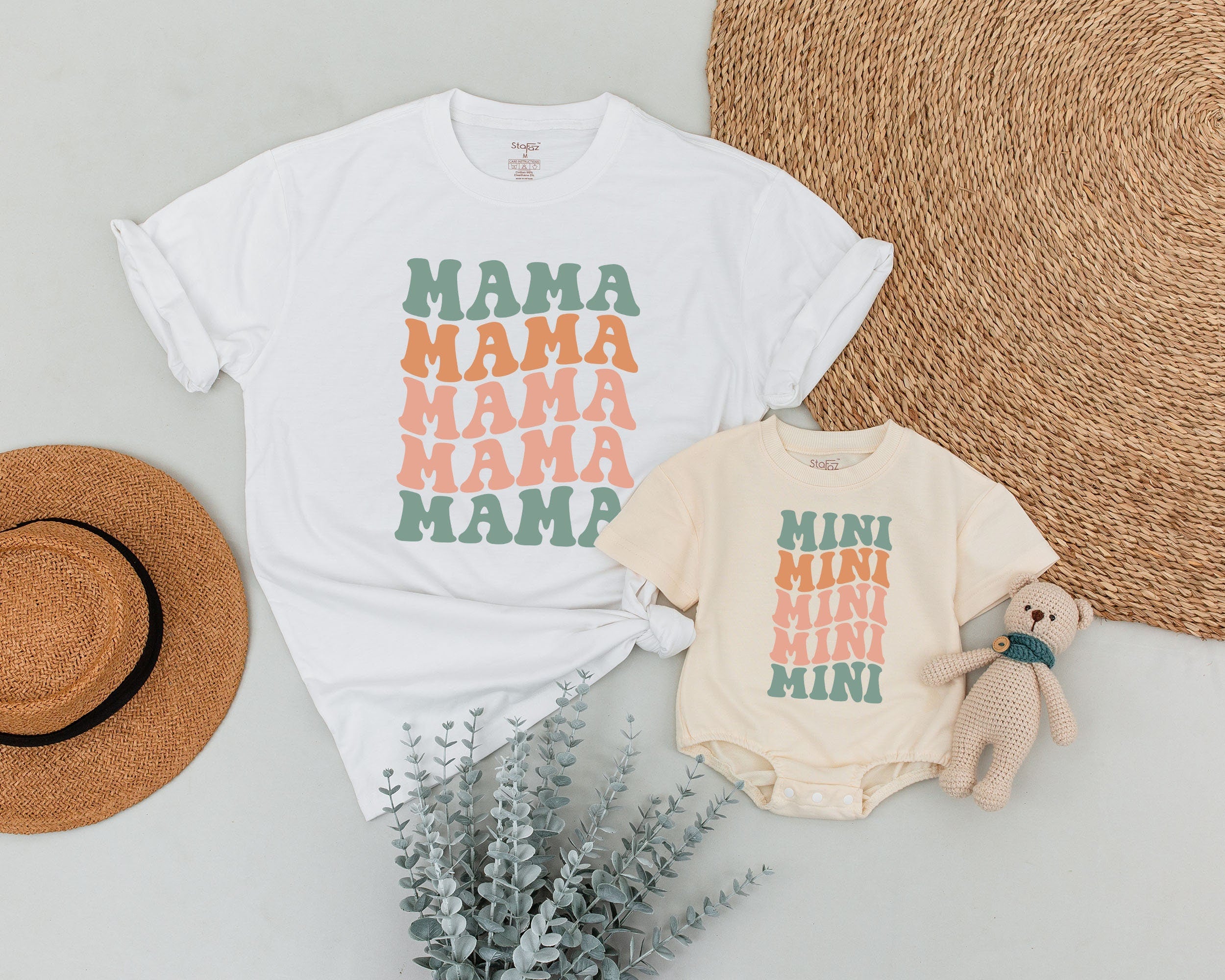 Retro Family T-Shirts Mama Dada Mini Matching Set Vintage Style Soft Cotton Gift Baby Announcement