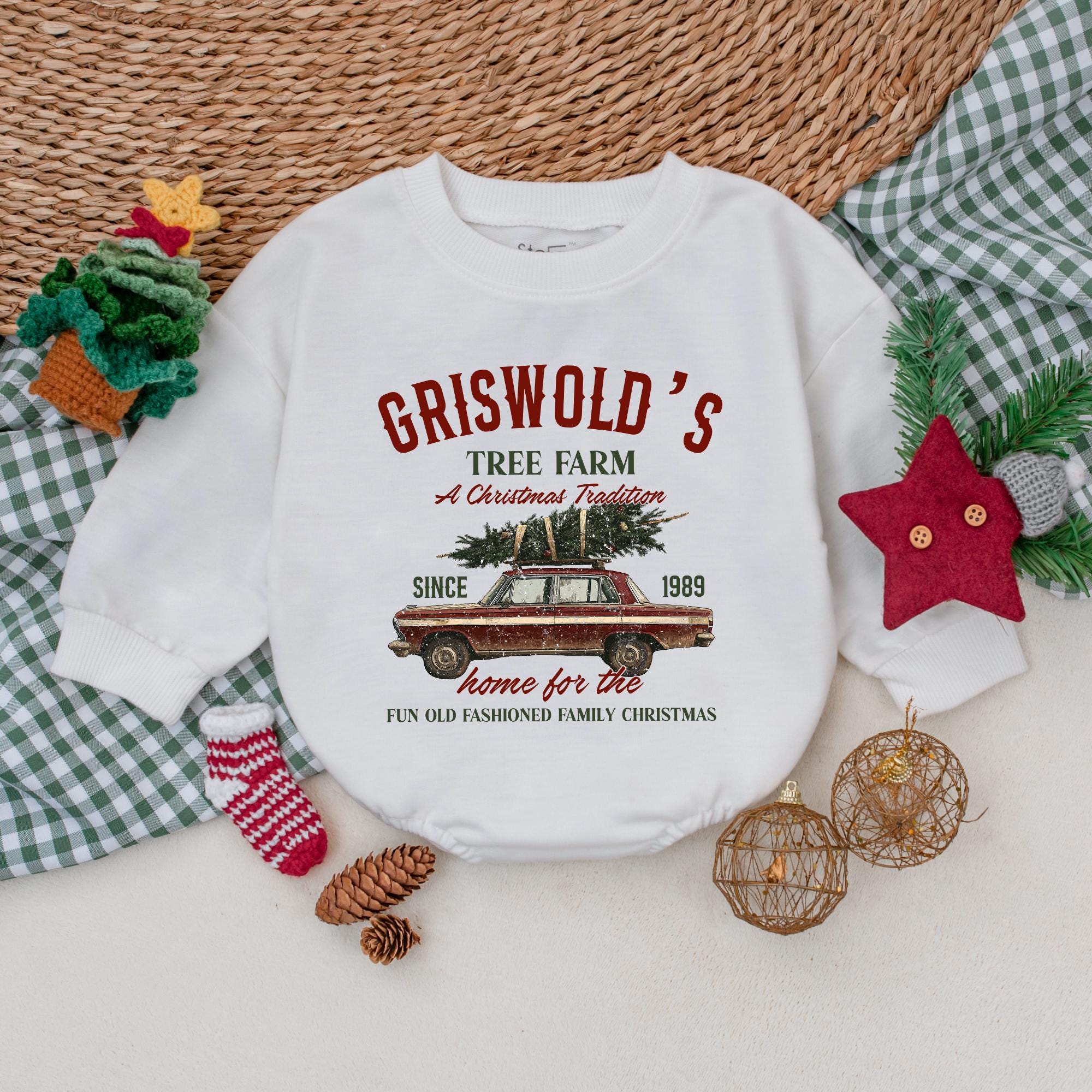 Retro Griswold's Tree Farm Christmas Baby Romper Soft Cotton Holiday Outfit Nostalgic Vintage Car First Newborn Winter Infant Clothing