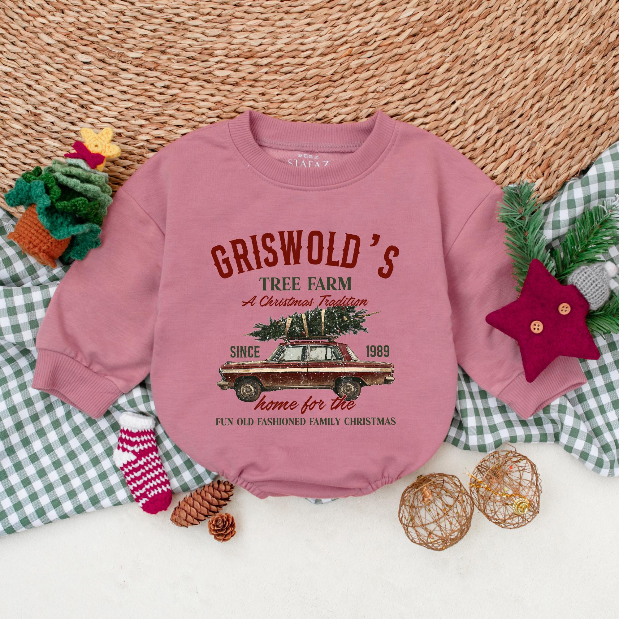 Retro Griswold's Tree Farm Christmas Baby Romper Soft Cotton Holiday Outfit Nostalgic Vintage Car First Newborn Winter Infant Clothing