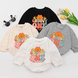 Groovy One Retro Baby Romper with Floral Motifs, Soft Cotton 1st Birthday Outfit for Baby Girls, Hippie-Inspired Milestone Clothes