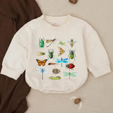 Retro Insect Baby Bubble Romper with Vintage Bugs Design, Soft Cotton Nature Toddler Outfit, Neutral Baby Clothes, Outdoorsy Gift