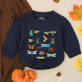 Retro Insect Baby Bubble Romper with Vintage Bugs Design, Soft Cotton Nature Toddler Outfit, Neutral Baby Clothes, Outdoorsy Gift