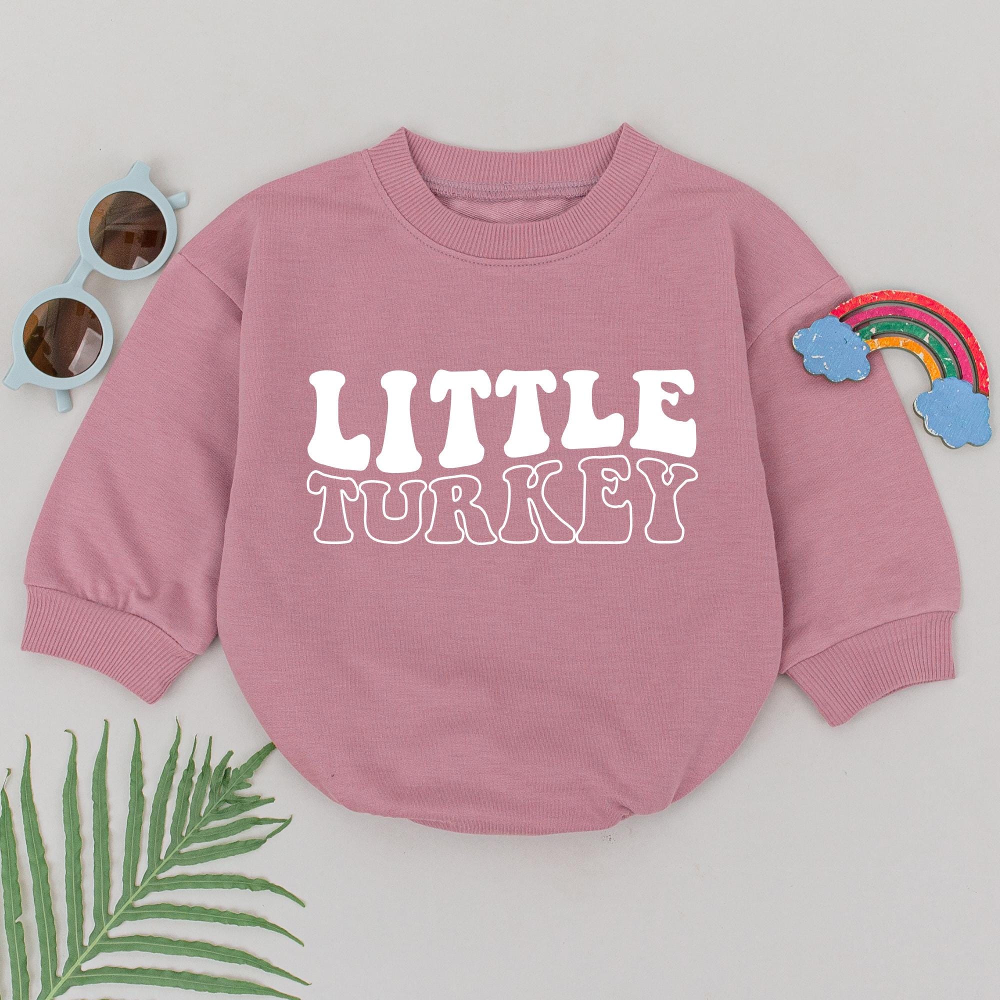 Retro Little Turkey Romper Baby First Thanksgiving Outfit Vintage Style Comfortable Fall Baby Gift Earth Toned Cotton Infant Romper