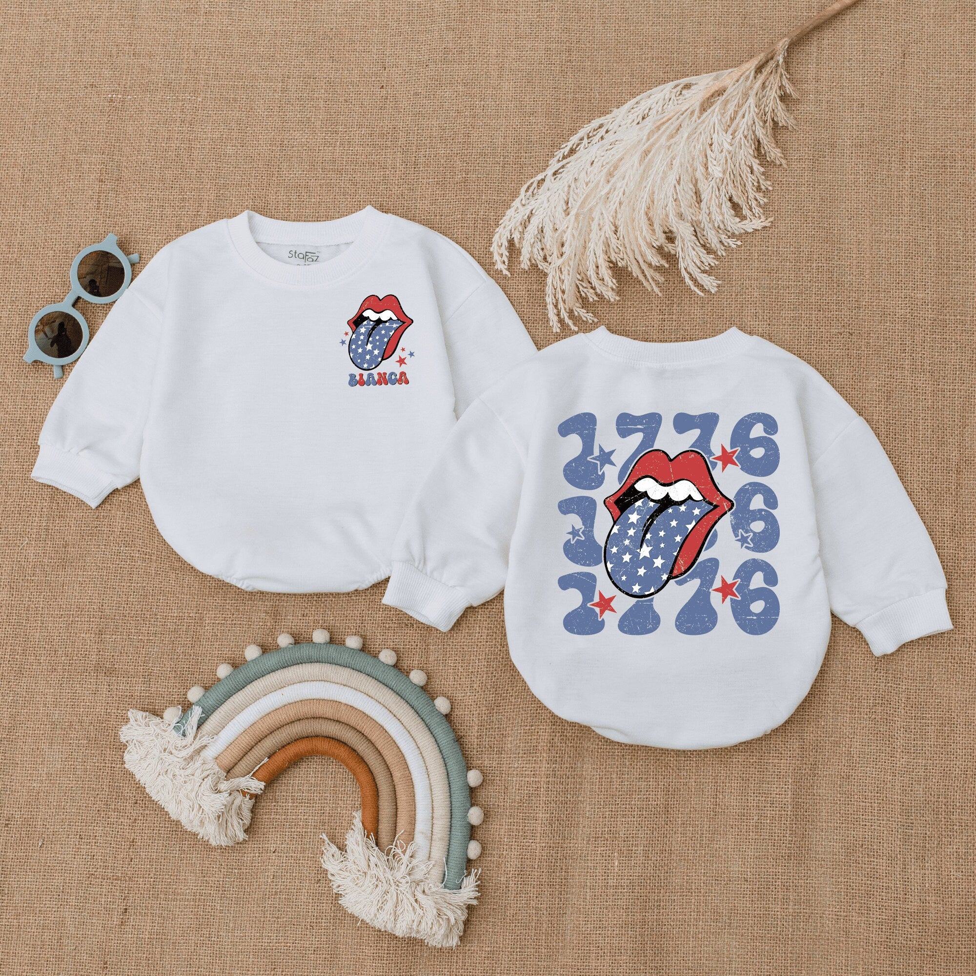 Retro Patriotic Baby Romper with 1776 Vintage Graphic Fourth of July Outfit American Flag Inspired Infant Clothes Soft Cotton Holiday Wear