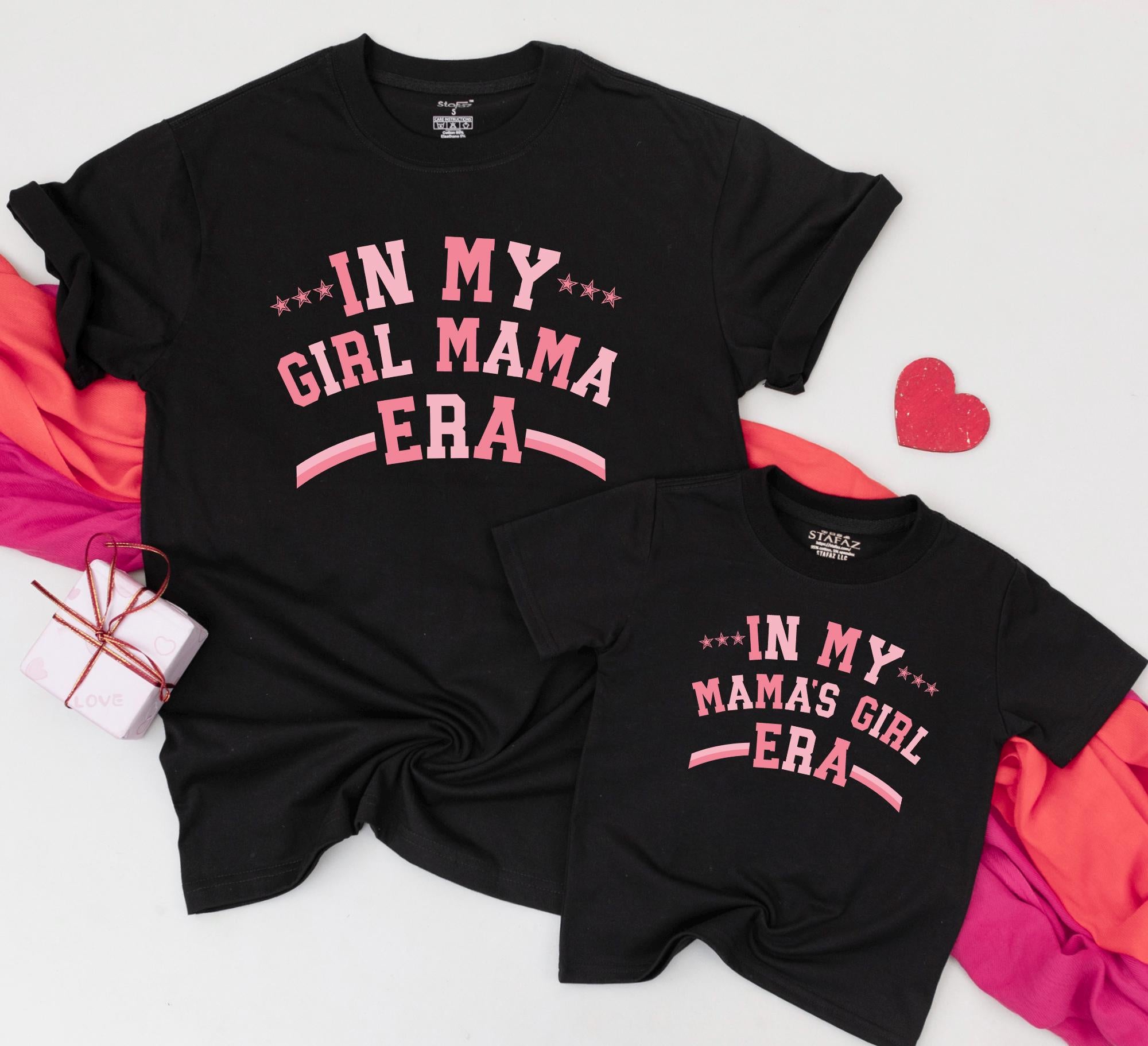 Retro Pink Mama and Me Shirts Bold Star Design Matching Mother Daughter Gift Soft Cotton Cute Toddler Baby Outfit Birthday Holiday