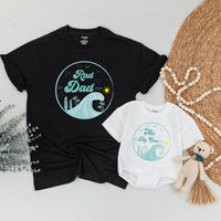 Retro Surf Family Birthday Shirts with Custom Text Soft Cotton Outfit Rad Dad, Rad Mom, Baby Matching Tee Vintage Coastal Design