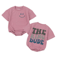Ring Bearer Baby Bodysuit with Smiley Face and 'The Ring Dude' Text, Cute Wedding Outfit for Boys, Comfortable Teal and Gray Design