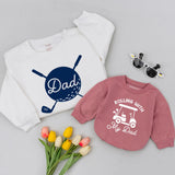 Rolling With My Dad Baby Romper and Golf Ball Dad Shirt, Matching Father Son Outfits for Father's Day or Family Photos