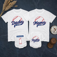 Rookie of the Year Baseball Family Matching Shirts with Custom Name, 1st Birthday Outfit for Baby, Mom, Dad, and Siblings