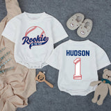 Rookie of the Year Baseball Family Matching Shirts with Custom Name, 1st Birthday Outfit for Baby, Mom, Dad, and Siblings