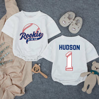 Rookie of the Year Baseball Family Matching Shirts with Custom Name, 1st Birthday Outfit for Baby, Mom, Dad, and Siblings