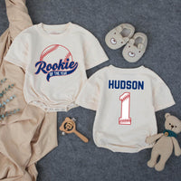 Rookie of the Year Baseball Family Matching Shirts with Custom Name, 1st Birthday Outfit for Baby, Mom, Dad, and Siblings
