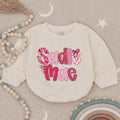 Sadie Mae Baby Girl Valentine Romper with Pink Bow Design, Custom Name Outfit for First Valentine, Cute Bubble Romper Gift