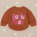 Sadie Mae Baby Girl Valentine Romper with Pink Bow Design, Custom Name Outfit for First Valentine, Cute Bubble Romper Gift