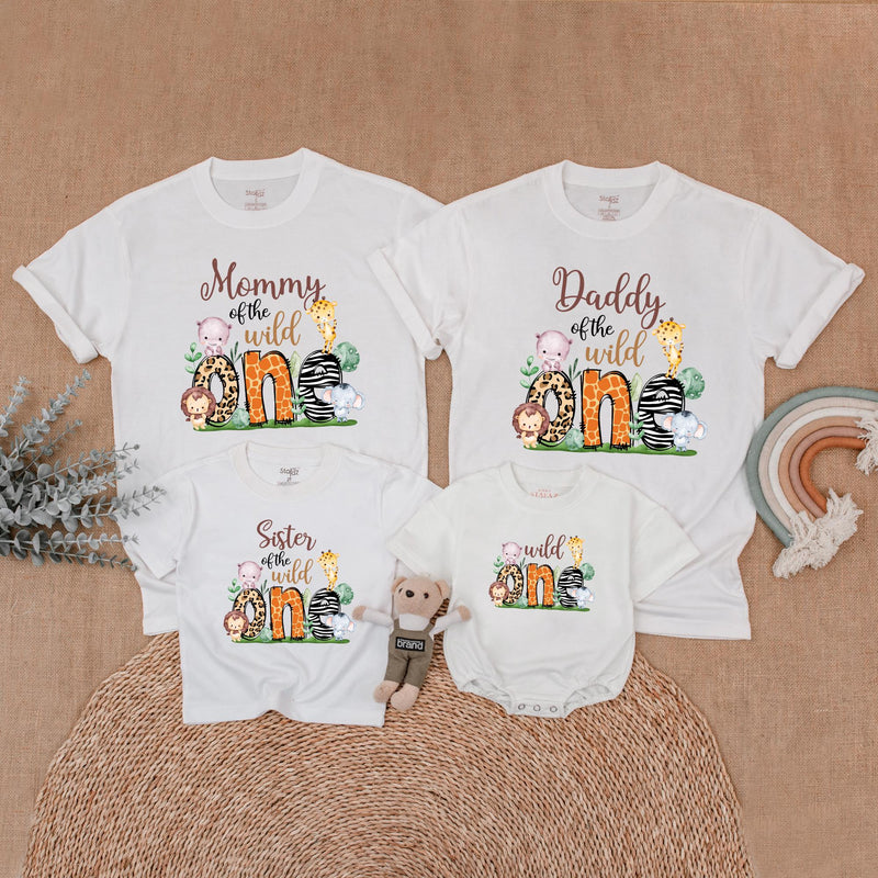 Safari Family Birthday Shirts Personalized Cute Animal Design Matching Outfits Mommy Daddy Brother of the Wild First Birthday Gift