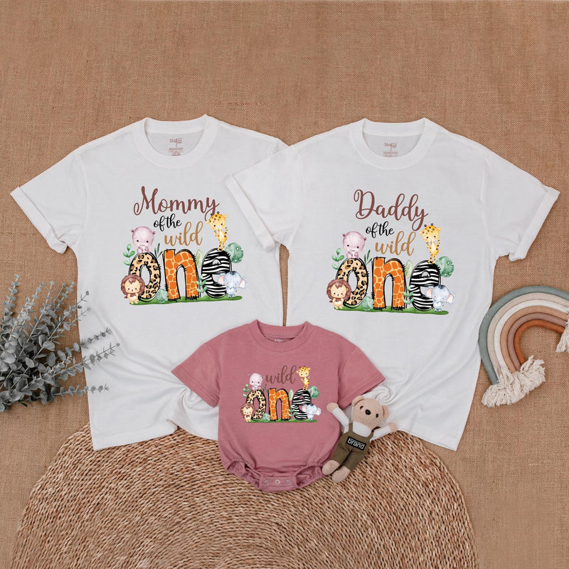 Safari Family Birthday Shirts Personalized Cute Animal Design Matching Outfits Mommy Daddy Brother of the Wild First Birthday Gift