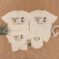 Safari Wild One Birthday Shirt for Baby, Toddler Matching Family Outfit with Animal Prints, Custom Name First Birthday Party Gift