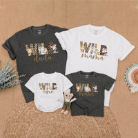 Safari Wild One Birthday Shirt for Baby, Toddler Matching Family Outfit with Animal Prints, Custom Name First Birthday Party Gift