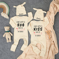 Sent with a Kiss from My Grandma in Heaven Twin Baby Bodysuit Set Cute Twin Outfits Soft Cotton Baby Clothes for Coming Home Outfit