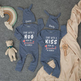 Sent with a Kiss from My Grandma in Heaven Twin Baby Bodysuit Set Cute Twin Outfits Soft Cotton Baby Clothes for Coming Home Outfit