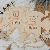 Sent With A Kiss From My Great Grandma In Heaven Baby Outfit Custom Coming Home Clothes Soft Cotton Infant Gift Pregnancy Announcement