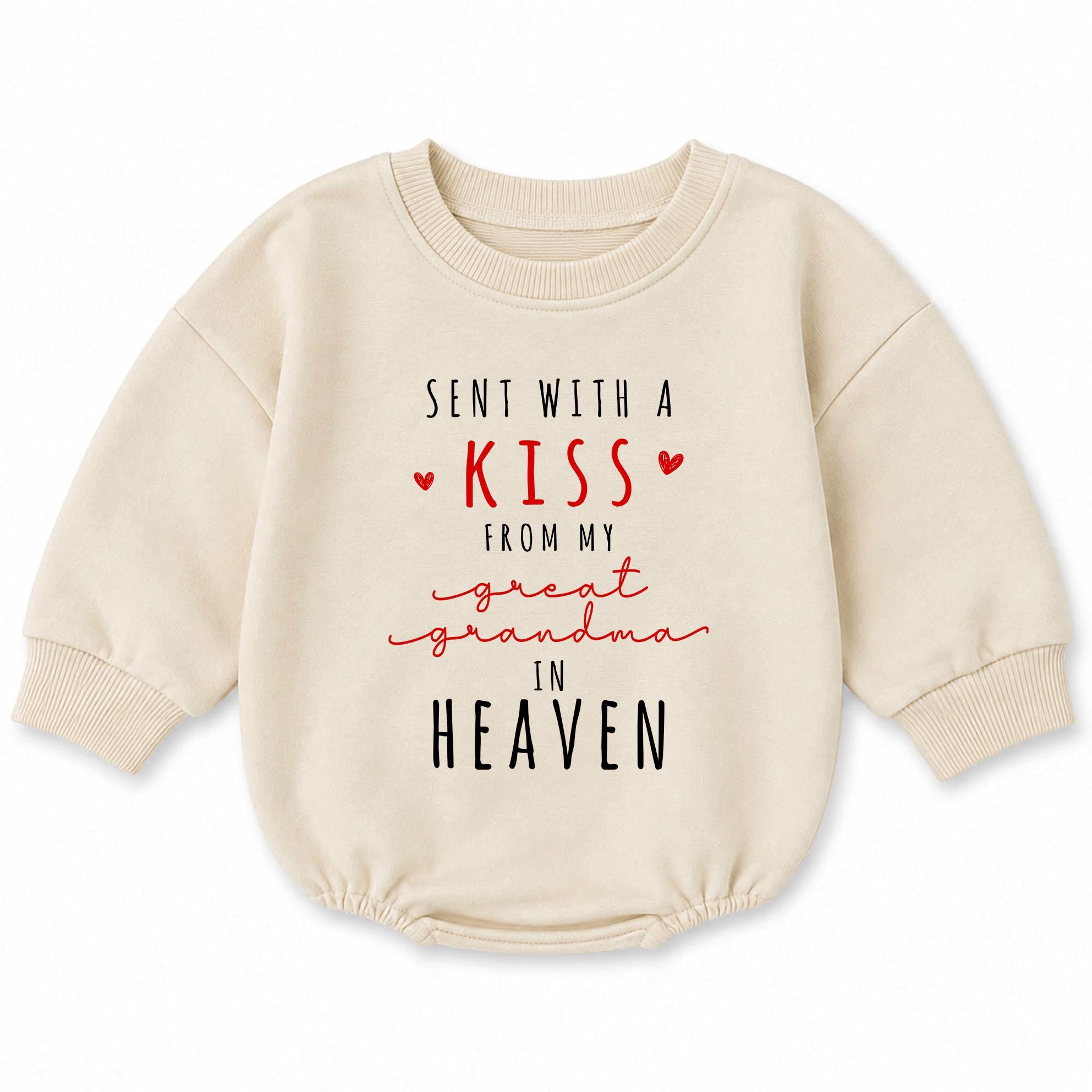 Sent with a Kiss from My Great Grandma in Heaven Baby Romper, Angel Memorial Infant Outfit, Thoughtful Baby Shower Gift