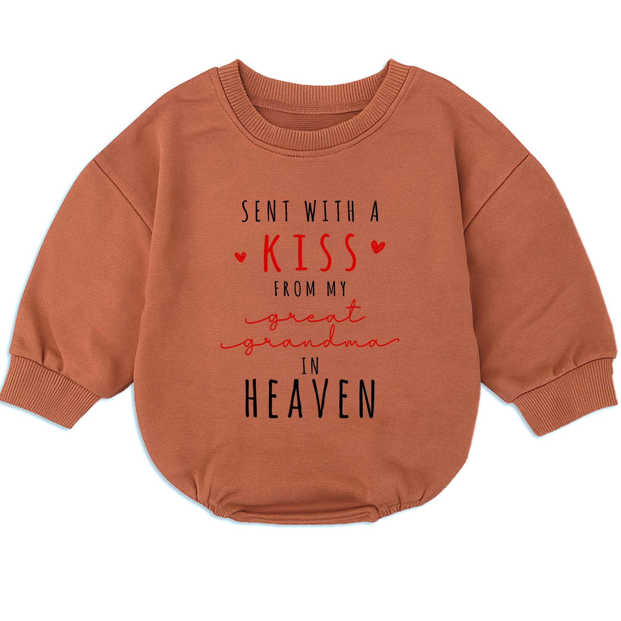 Sent with a Kiss from My Great Grandma in Heaven Baby Romper, Angel Memorial Infant Outfit, Thoughtful Baby Shower Gift