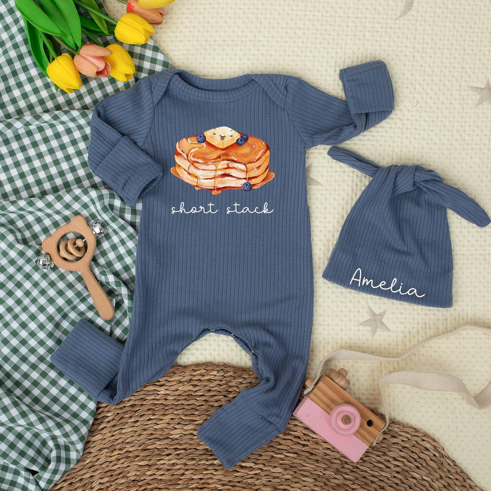 Short Stack Baby Bodysuit with Pancake Design Adorable Gender Neutral Outfit Personalized Newborn Gift Soft Cotton Baby Shower Clothes