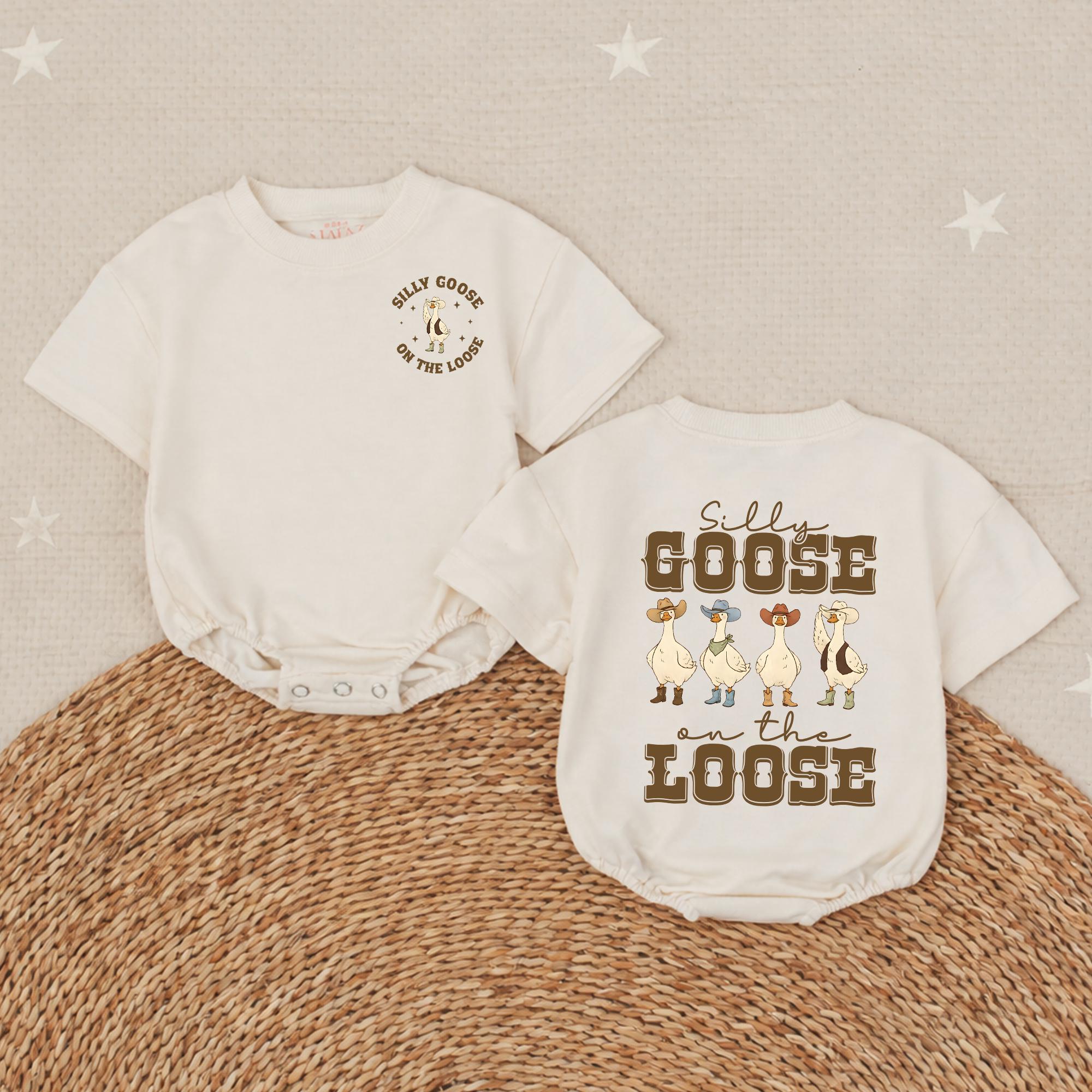 Silly Goose on the Loose Western Baby Romper Cute Cowboy Outfit for Toddlers, Southern-Inspired Gift for Baby Showers or Everyday Wear