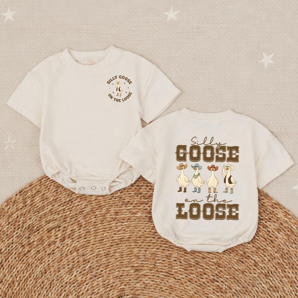 Silly Goose on the Loose Western Baby Romper Cute Cowboy Outfit for Toddlers, Southern-Inspired Gift for Baby Showers or Everyday Wear