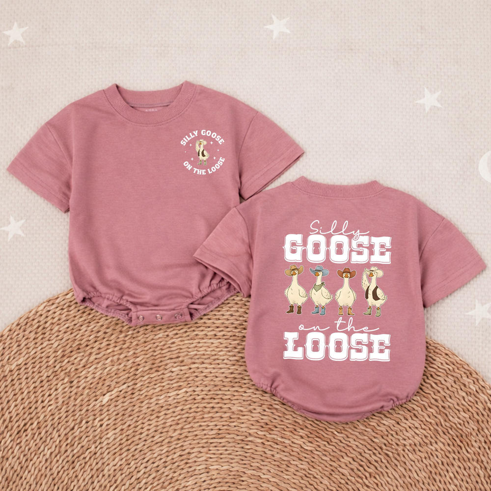 Silly Goose on the Loose Western Baby Romper Cute Cowboy Outfit for Toddlers, Southern-Inspired Gift for Baby Showers or Everyday Wear