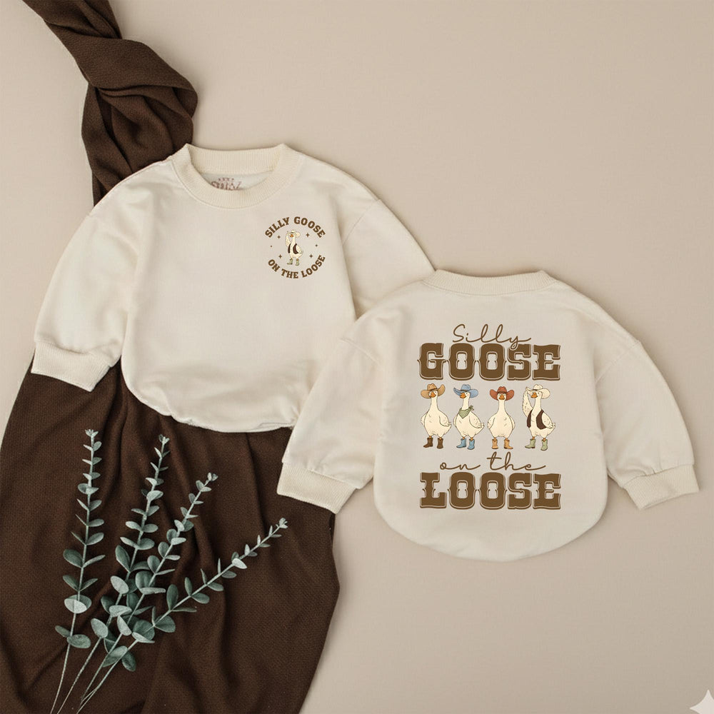 Silly Goose on the Loose Western Baby Romper Cute Cowboy Outfit for Toddlers, Southern-Inspired Gift for Baby Showers or Everyday Wear