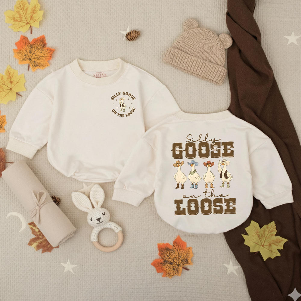 Silly Goose on the Loose Western Baby Romper Cute Cowboy Outfit for Toddlers, Southern-Inspired Gift for Baby Showers or Everyday Wear