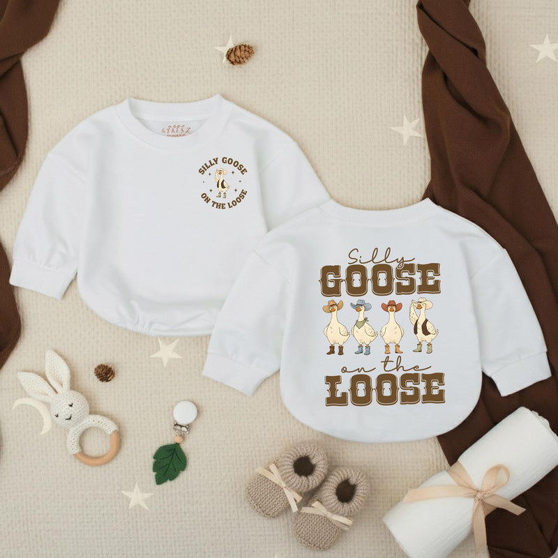 Silly Goose on the Loose Western Baby Romper Cute Cowboy Outfit for Toddlers, Southern-Inspired Gift for Baby Showers or Everyday Wear