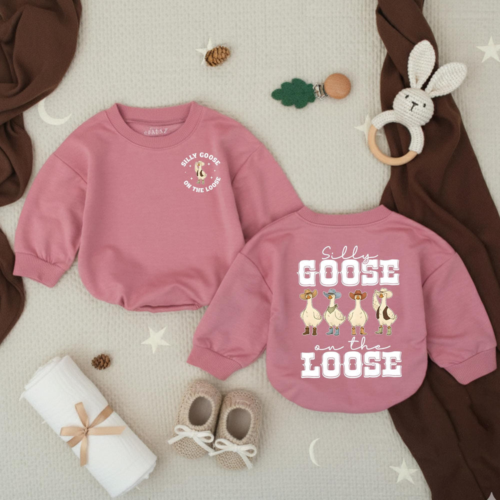 Silly Goose on the Loose Western Baby Romper Cute Cowboy Outfit for Toddlers, Southern-Inspired Gift for Baby Showers or Everyday Wear