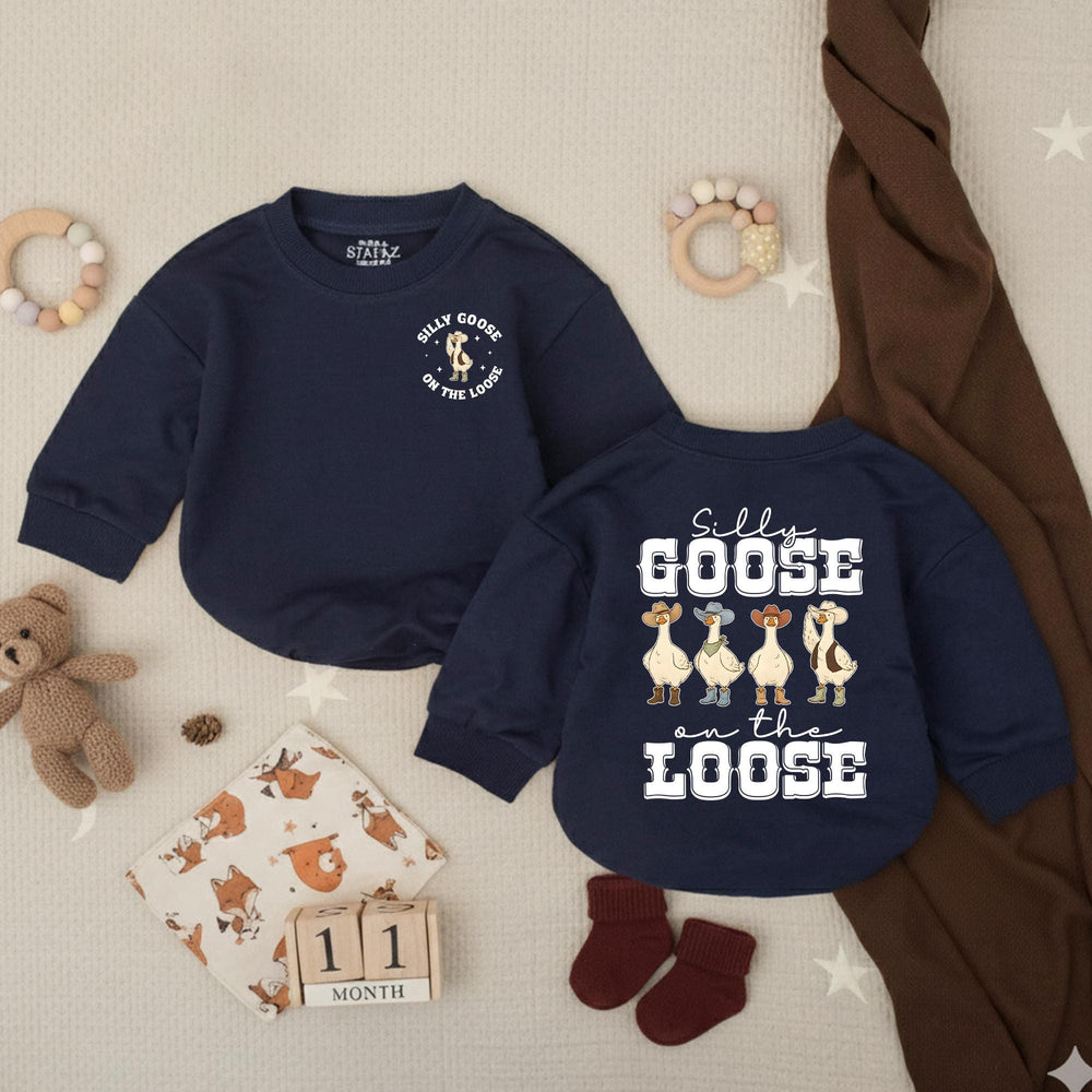 Silly Goose on the Loose Western Baby Romper Cute Cowboy Outfit for Toddlers, Southern-Inspired Gift for Baby Showers or Everyday Wear