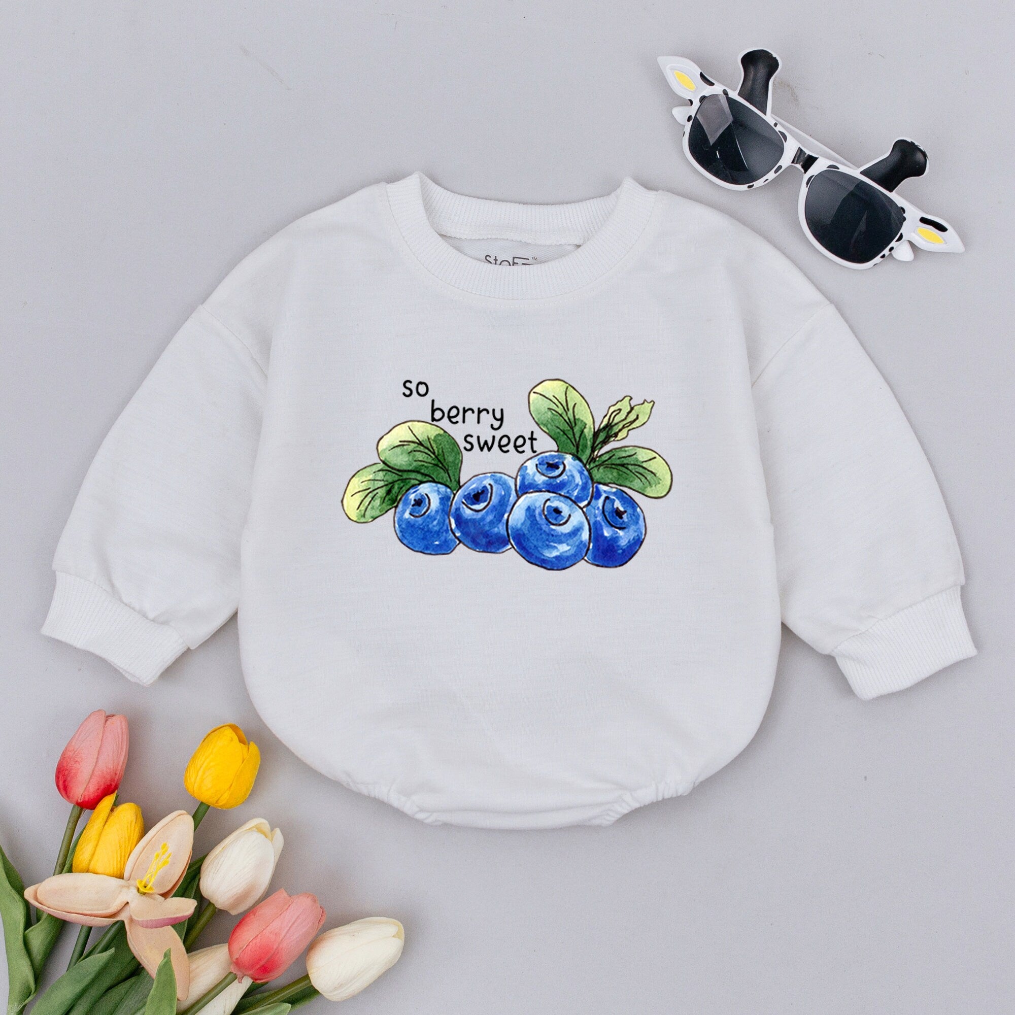 So Berry Sweet Baby Bodysuit with Blueberry Design Cute Neutral Baby Romper Minimalist Style Soft Cotton Infant Clothes Baby Shower Gift