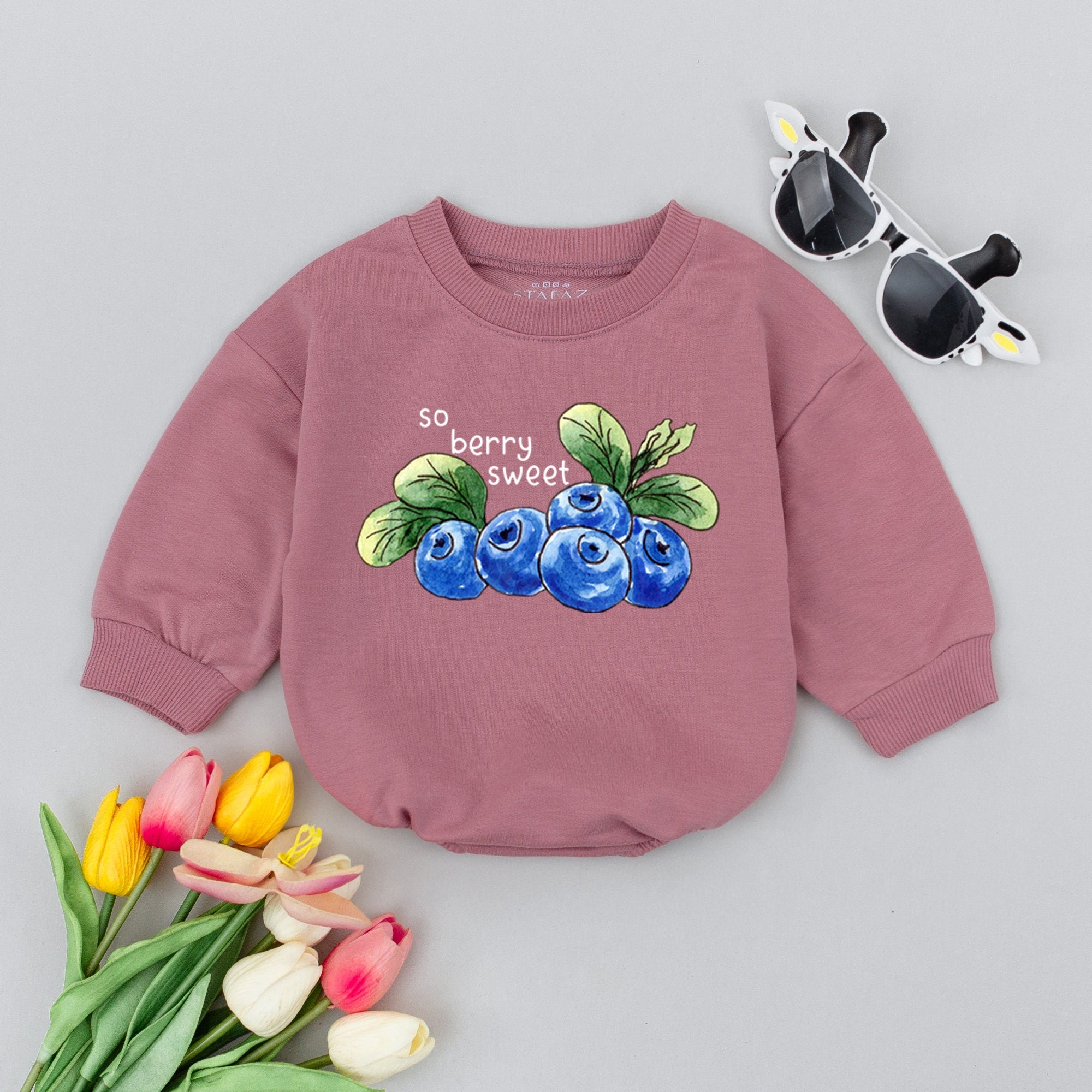 So Berry Sweet Baby Bodysuit with Blueberry Design Cute Neutral Baby Romper Minimalist Style Soft Cotton Infant Clothes Baby Shower Gift